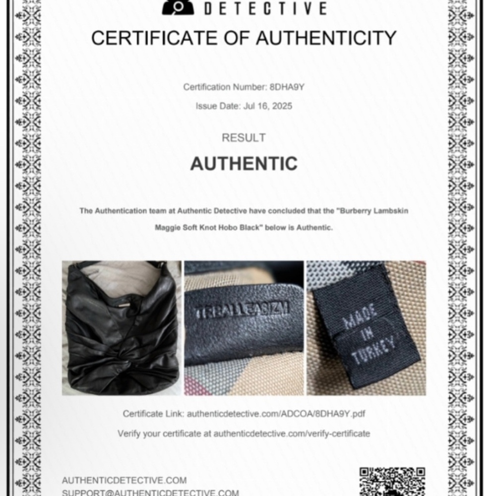 BURBERRY AUTHENTIC Maggie Soft Knot Calfskin Leather Black Hobo Bag WITH COA - Picture 16 of 16